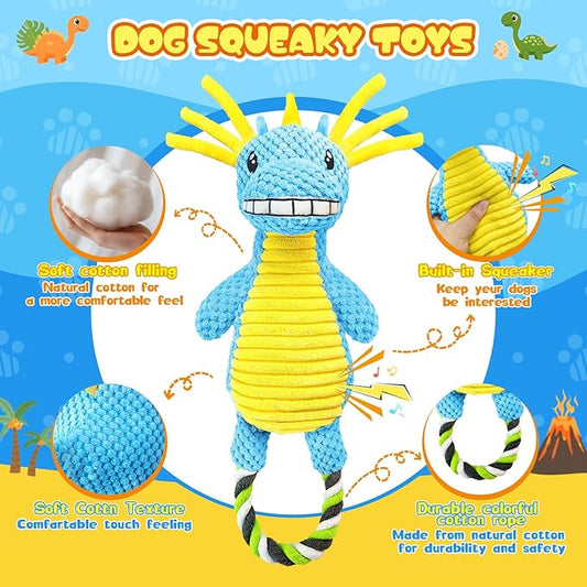 Fuufome Squeaky Dog Toys for Large Dogs- Tough Squeaky Dog Toys to Keep Them Busy- Durable Plush Stuffed Chew Toy for Boredom, Tug of-War, for Small Medium Large Dogs