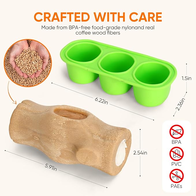 2-Pack Indestructible Chew Toys for Aggressive Chewers - Dog Toys to Keep Them Busy with Durable Nylon & Treat Dispenser to Relieve Boredom & Anxiety