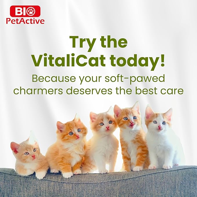 Bio PetActive VitaliCAT Multivitamin Chews for Cats with Biotin, Vitamins A E B-Complex & Amino Acids - Supports Healthy Skin, Shiny Coat & Overall Wellness - 150 Chewable Tablets