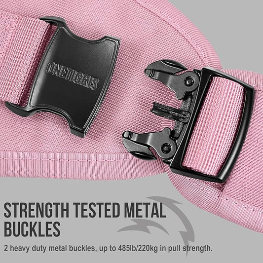OneTigris Large Tactical Dog Harness, No Pulling Adjustable Dog Vest Harness, Heavy Duty Dog Harness with Handle, Large Hook and Loop Panels for Patch(Pink,XL