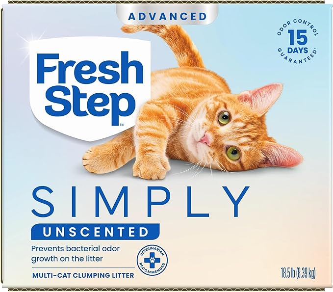Fresh Step Advanced Simply Unscented Clumping Litter, Fresh Step Unscented Cat Litter Fights Odor on Contact, 37 lbs. (2 x 18.5 lb. Box)