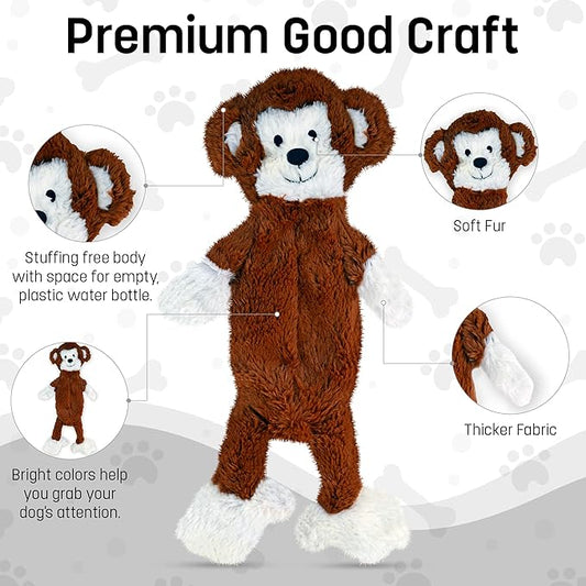 FGA MARKETPLACE Monkey-Frog Flat NO Stuffing NO Squeak Plush Dog Toy, Funny Style Will Entertain Your Pet for Hours, Recommended for Small and Medium Dog 21 INCH Long