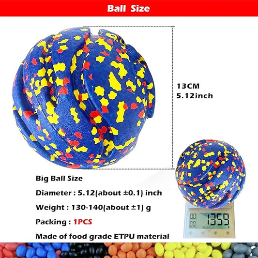 CAISHOW Dog Ball Squeak Toys (Bell Ball 5.12in Blue)