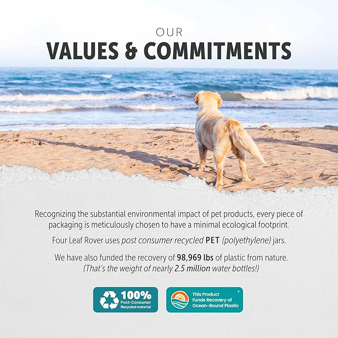 Four Leaf Rover Bovine Colostrum for Dogs - from 100% Grass-Fed New Zealand Cows - for Skin, Gut & Immune Health - 60 Day Large Dog Supply