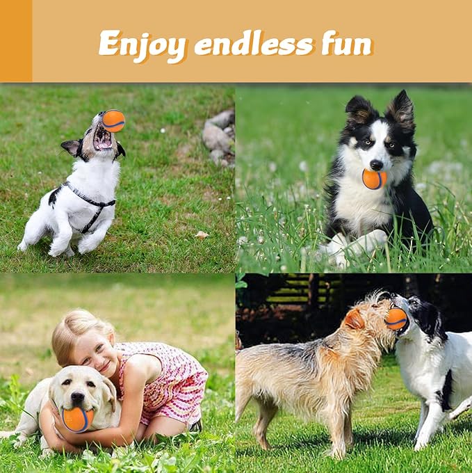 FCCUM Dog Toy Ball,Rubber Sound-Producing Toy Ball, with a Groove Design That is Resistant to Bites, Has a High Bounce, Dog Training Interactive Pet Toy, Relieving Pet Anxiety(Large Size)