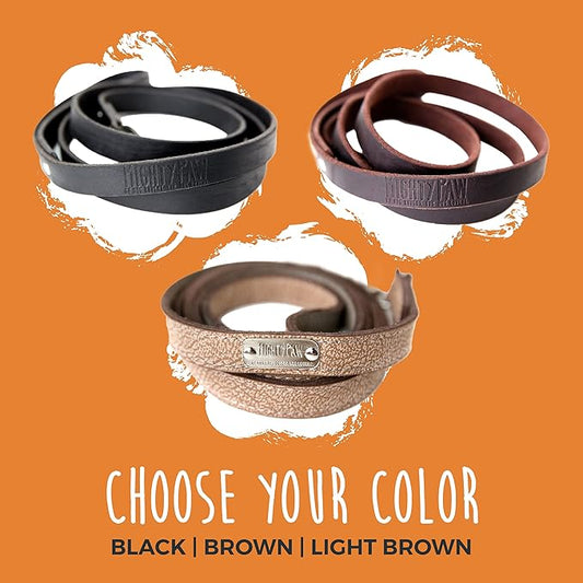 Mighty Paw Luxury Leather Dog Leash - Genuine Material Leather Leashes for All Pet Sizes - Pet Lead - 5 ft Premium Quality - Soft Material - Light Brown
