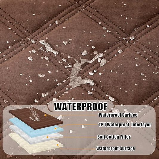 Smiry Waterproof Dog Bed Cover Blanket 40x80, Soft Reversible Pet Blanket, Washable Leakproof Cats Dogs Couch Cover for Sofa, Couch, Furniture, Lattice, Brown/Beige
