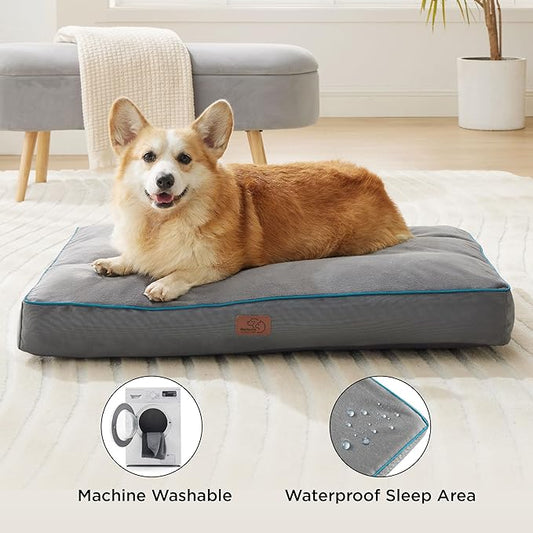 Bedsure Washable Dog Bed for Small Dogs - 2.5 Inch Thicken Up to 30lbs Pet Mat Pillows with Removable Washable Cover, Grey