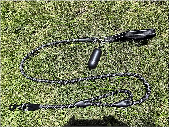 Dog Leash, 6 Foot Dog Leash, 2 Extra Padded Handles, Lockable Metal Carabiner Clip, Reflective No Pull Heavy Duty Rope Lead, Walking, Training, Running, Medium to Large Breeds(Black)