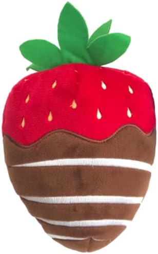 Huxley & Kent Funny Dog Toy w/Squeaker – Valentine's Day Power Plush Squeaky Dog Toys for Small, Medium & Large Dogs – Soft Stuffed Animal for Indoor Play & Fetch - Chocolate Strawberry, Small