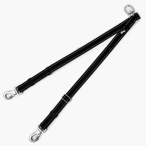 DF Co. Leash Splitter | Walk Two Dogs with Complete Control - 360° Swivel, Tangle Free, Adjustable Length, Reflective Webbing, Heavy Duty Clips (Black)