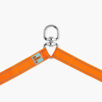 DF Co. Leash Splitter | Walk Two Dogs with Complete Control - 360° Swivel, Tangle Free, Adjustable Length, Reflective Webbing, Heavy Duty Clips (Hi-Vis Orange)