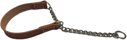 Joel Silverman - Alternative Training Collar - Gentle No-Pull Dog Collar - Leather & Chain Combo for Humane, Low-Neck Control - Trainer-Trusted Leather Dog Collar for All Breeds (Large)
