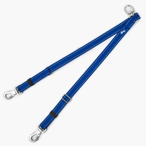 DF Co. Leash Splitter | Walk Two Dogs with Complete Control - 360° Swivel, Tangle Free, Adjustable Length, Reflective Webbing, Heavy Duty Clips (Classic Blue)