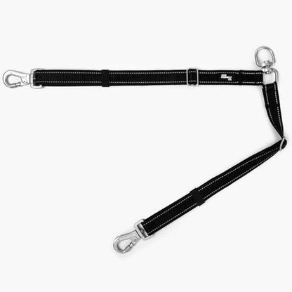 DF Co. Leash Splitter | Walk Two Dogs with Complete Control - 360° Swivel, Tangle Free, Adjustable Length, Reflective Webbing, Heavy Duty Clips (Black)