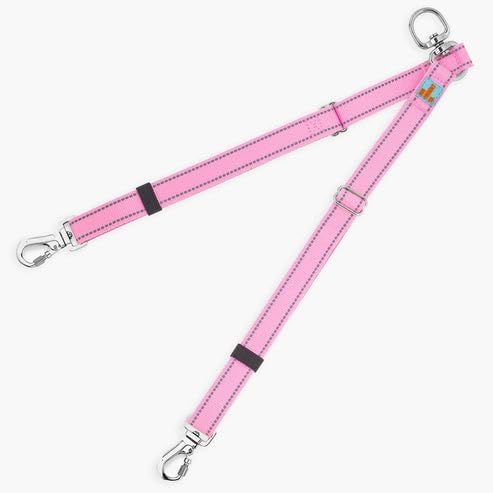 DF Co. Leash Splitter | Walk Two Dogs with Complete Control - 360° Swivel, Tangle Free, Adjustable Length, Reflective Webbing, Heavy Duty Clips (Pink)