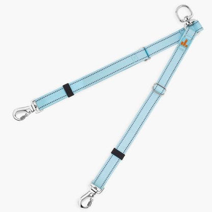 DF Co. Leash Splitter | Walk Two Dogs with Complete Control - 360° Swivel, Tangle Free, Adjustable Length, Reflective Webbing, Heavy Duty Clips | Sky Blue