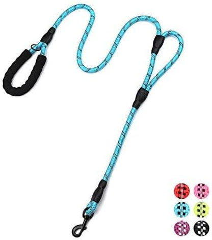 Plutus Pet Rope Dog Leash 6ft Long,Traffic Padded Two Handle,Heavy Duty,Reflective Double Handles Lead for Control Safety Training,Leashes for Large Dogs or Medium Dogs,Dual Handles Leads(Light Blue)