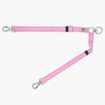 DF Co. Leash Splitter | Walk Two Dogs with Complete Control - 360° Swivel, Tangle Free, Adjustable Length, Reflective Webbing, Heavy Duty Clips (Pink)
