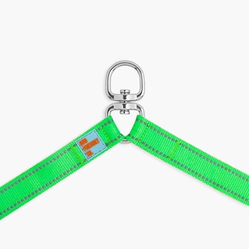 DF Co. Leash Splitter | Walk Two Dogs with Complete Control - 360° Swivel, Tangle Free, Adjustable Length, Reflective Webbing, Heavy Duty Clips (Neon Green)
