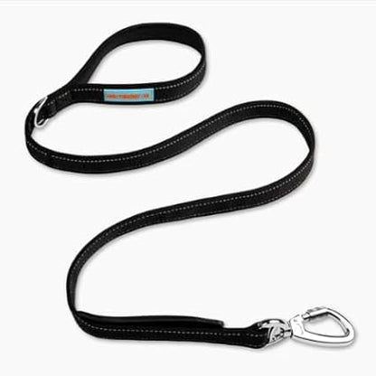 DF Co. Classic Dog Leash | Strain-Free, Shock Resistant, Prevents Jolts, Maintain Control | Durable Waterproof Material with Heavy Duty Clip & D-Ring | Black, Size Small