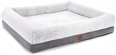 WINDRACING Orthopedic Dog Bed for Medium Dogs, Bolster Sides Dogs Sofa Bed with Removable Washable Cover & Non-Skid Bottom, Soft Pet Bed with Egg Foam Dog Couch for Sleeping, 31 x 25 Inch, Gray