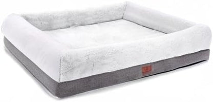 WINDRACING Orthopedic Dog Bed for Medium Dogs, Bolster Sides Dogs Sofa Bed with Removable Washable Cover & Non-Skid Bottom, Soft Pet Bed with Egg Foam Dog Couch for Sleeping, 31 x 25 Inch, Gray