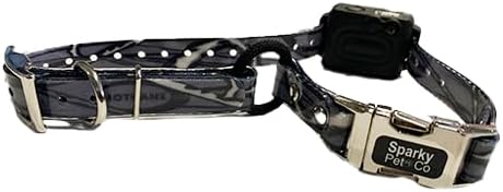 Sparky Pet Co - Zeus ECollar Replacement Strap - Bungee Loop Dog Collar - Waterproof Biothane - Adjustable - Double Buckle - Quick Snap Metal Clasp - For Invisible Fence Systems - 3/4" x 28" Grey Camo