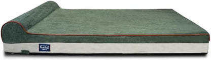 Laifug Orthopedic Memory Foam Dog Bed with Pillow and Durable Water Proof Liner & Removable Washable Cover & Smart Design Medium (34"x22"x7"), Dark Green