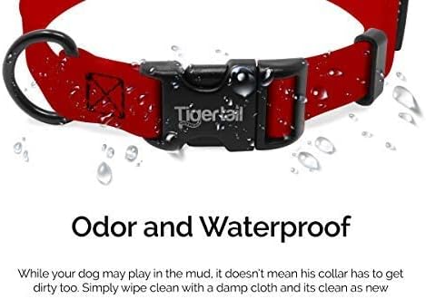 Tiger Tail Small Red Dog Collar | Waterproof and Odor-Proof for Active Pets | Durable, Anti-Mat, and Lightweight Design | Made with Premium Coated Nylon | Suitable for Small Breed Dogs