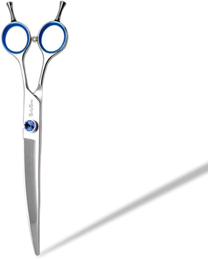 7in Curved Dog Scissors for Grooming, VG10 Steel Sharp Dog Grooming Scissors, 25 Degree Bend, with CNC Screw & Round Blunt Tip, Professional Pet Grooming Shears for Dogs Cats Groomer or Home Use