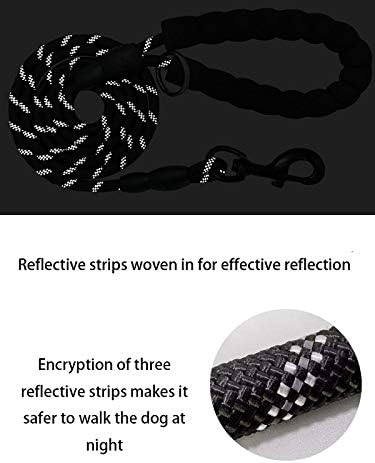 Dog Leash, 6 Foot Dog Leash, 2 Extra Padded Handles, Lockable Metal Carabiner Clip, Reflective No Pull Heavy Duty Rope Lead, Walking, Training, Running, Medium to Large Breeds（Red）