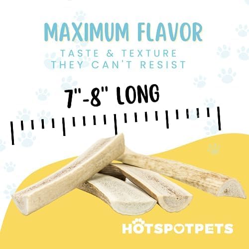 hotspot pets Grade A, Split Elk Antlers for Large Dogs X-Large 8+ Inches- Premium Elk Antlers for Dogs 50+Lbs (2 Pack) Naturally Shed Antler Bone for Large Breed Aggressive Chewers -Sourced in USA