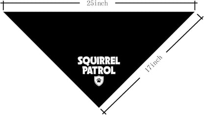 Squirrel Patrol Dog Bandana, Black Dog Bandana, Funny Cute Dog Bandana, Pet Dog Triangle Scarf, Dog Bandana for Small Medium Large Dogs, Gift for Dog Lover (D19)