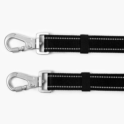DF Co. Leash Splitter | Walk Two Dogs with Complete Control - 360° Swivel, Tangle Free, Adjustable Length, Reflective Webbing, Heavy Duty Clips (Black)