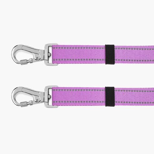 DF Co. Leash Splitter | Walk Two Dogs with Complete Control - 360° Swivel, Tangle Free, Adjustable Length, Reflective Webbing, Heavy Duty Clips (Purple)
