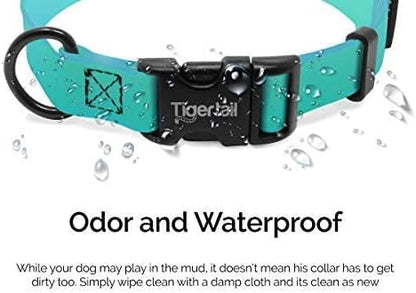 Tiger Tail Small Teal Dog Collar | Waterproof and Odor-Proof for Active Pets | Durable, Anti-Mat, and Lightweight Design | Made with Premium Coated Nylon | Suitable for Small Breed Dogs