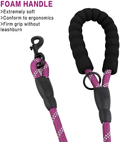 Plutus Pet Rope Dog Leash 6ft Long,Traffic Padded Two Handle,Heavy Duty,Reflective Double Handles Lead for Control Safety Training,Leashes for Large Dogs or Medium Dogs,Dual Handles Leads(Purple)
