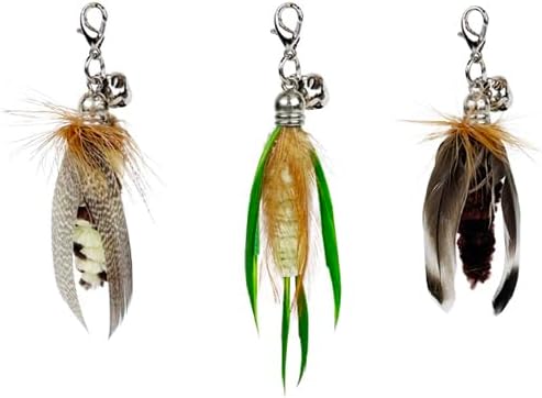 TTcat Feathe Cat Toy Attachments,3 Pcs Mini Insects Refills, Cat Toys Replacement Feathers for Cat Wand.