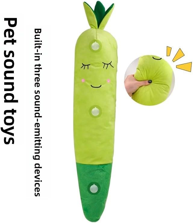 Plush Dog Toy, Carrot Squeaky Toy for All Breeds Pets, Green Polyester Blend, Large Size with Cute Design, Large&Small Interactive Pet Play Toy (Green, Large&Small)