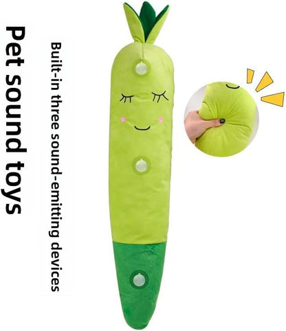 Plush Dog Toy, Carrot Squeaky Toy for All Breeds Pets, Green Polyester Blend, Large Size with Cute Design, Large&Small Interactive Pet Play Toy (Green, Large&Small)