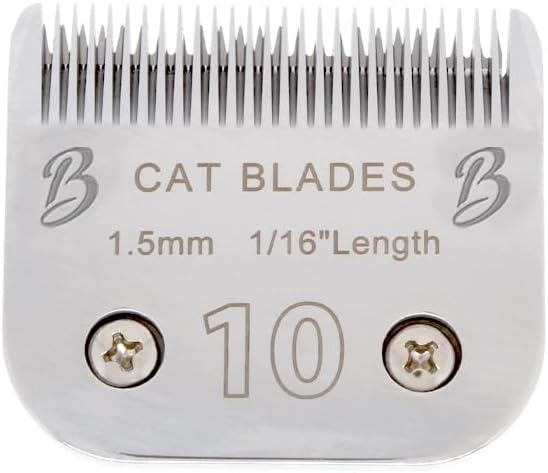Bucchelli Detachable A Series 10 Cat Clippers Blade Cut Length 1.5mm Japanese Carbonized Steel Cat Grooming Supplies | Cat Grooming Blade Compatible A5 Series Clippers for Cat (10 Cat)