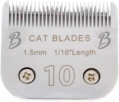 Bucchelli Detachable A Series 10 Cat Clippers Blade Cut Length 1.5mm Japanese Carbonized Steel Cat Grooming Supplies | Cat Grooming Blade Compatible A5 Series Clippers for Cat (10 Cat)