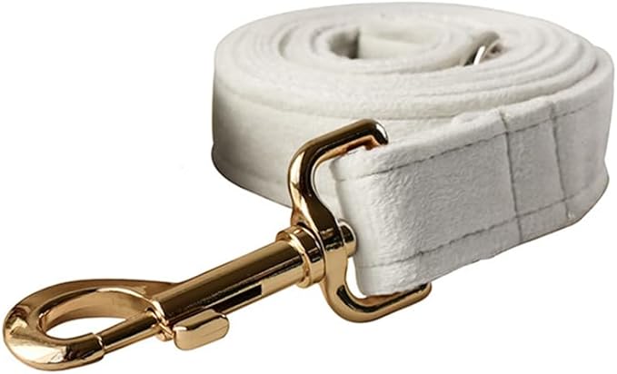 JAY D.L Dog Collar and Leash Set，Soft & Comfy Velvet Dog Collars with Heavy Duty Metal Buckle and Matching Lead Adjustable for Small Medium Large Dogs (XLarge, White)