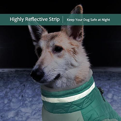 Lelepet Dog Coat Warm Dog Winter Coat Waterproof Dogs Jacket with Harness Built in Reflective Pet Fleece Vest Zip-Up Cold Weather Coats for Large Dogs Turtleneck & Windproof Pitbull Mint Green 2XL