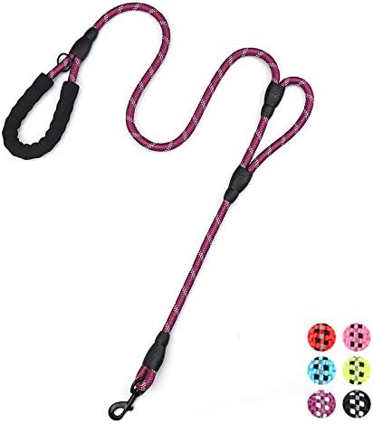 Plutus Pet Rope Dog Leash 6ft Long,Traffic Padded Two Handle,Heavy Duty,Reflective Double Handles Lead for Control Safety Training,Leashes for Large Dogs or Medium Dogs,Dual Handles Leads(Purple)