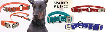 Sparky Pet Co - Zeus ECollar Replacement Strap - Bungee Loop Dog Collar - Waterproof Biothane - Adjustable - Double Buckle - Quick Snap Metal Clasp - for Invisible Fence Systems 3/4"" x 28" (Blue)