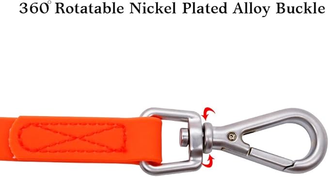 Waterproof Dog Training Leash 50FT 30FT 15FT 10FT 5FT Heavy Duty Recall Long Lead for Large Medium Small Dogs (15FT, Orange)