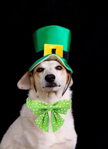 Unique style paws St. Patrick's Day Dog Bandana Clover Bandanas with Flower for Small Medium Large Boys Girls Dogs