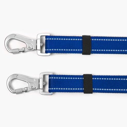 DF Co. Leash Splitter | Walk Two Dogs with Complete Control - 360° Swivel, Tangle Free, Adjustable Length, Reflective Webbing, Heavy Duty Clips (Classic Blue)